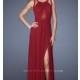 Long Red Sleeveless Dress with Cut Out Back by La Femme - Brand Prom Dresses