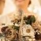Deer Antler Bridal Bouquet with burlap and lace flowers in your wedding color scheme