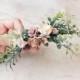 Beige hair piece, brown flower hair clip, mauve hair accessories, floral hair vine, bridal headpiece, hair clip, floral comb, wedding com