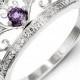 Sterling Silver Genuine Amethyst And Diamond Princess Crown Ring