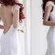 Low back Beach wedding dress/V-neck Backless wedding gown/ Cup sleeve wedding dress/Simple wedding dress. - Hand-made Beautiful Dresses