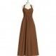 Brown Azazie Savannah - Bow/Tie Back Chiffon Halter Floor Length Dress - Charming Bridesmaids Store