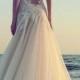 Sheer Bare Back Modified A-Line Tulle Wedding Dress