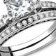 A Perfect 2CT Princess Cut Russian Lab Diamond Bridal Set Wedding Band Ring