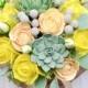 Wedding bouquet ,Clay flowers. alternative bouquet, Bridal bouquet Keepsake bouquet. Succulent, Eucalyptus, Brunei.
