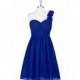 Royal_blue Azazie Alyssa - Sweetheart Knee Length Chiffon Strap Detail Dress - Charming Bridesmaids Store