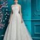 Ellis Bridal 2018 Style 12279 Illusion Ball Gown Chapel Train Sweet Sleeveless Ivory Hand-made Flowers Lace Wedding Gown - Charming Wedding Party Dresses
