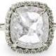 3.44 Carat White Rose Cut Diamond Halo Engagement Ring