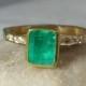 Emerald Ring, 1.60 carat Colombian Emerald, Diamond 18 kt solid gold ring, Emerald engagement ring, Solitaire Ring