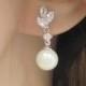 Bridal earrings, Wedding earrings, Pearl stud earrings, CZ Stud earrings, Classic bridal earrings, Wedding jewelry, Bridesmaid jewelry