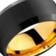 Black Tungsten Ring Yellow Gold Wedding Band Ring Tungsten Carbide 10mm 18K Tungsten Ring Man Wedding Band Male Women Anniversary Matching