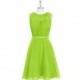 Lime_green Azazie Mariam - Chiffon And Charmeuse Knee Length Illusion Scoop Dress - Cheap Gorgeous Bridesmaids Store
