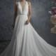 Sophia Tolli Fall/Winter 2017 Y21747 Aries Chiffon Beading Chapel Train Ivory Simple Aline Sleeveless Illusion Wedding Gown - Top Design Dress Online Shop