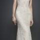 Lazaro Embellished Lace Cap Sleeve Gown 
