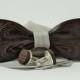 Wedding wooden bow tie with pocket square + Wooden Cufflinks. Black wood bow tie and cufflinks. Best idea for gift.