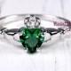 Womens Silver Emerald CZ Claddagh Promise Ring Wedding Band Irish Celtic Claddagh Band May Birthstone Ring Celtic Claddagh Friendship Ring
