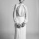 Alon Livne White 2018 VIOLET Ruffle Column Elegant Floor-Length Ivory Bishop Sleeves High Neck Satin Bridal Gown - Brand Wedding Store Online