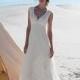 Elegant Dot Tulle & Lace Applique Beach A-line Wedding Dress - overpinks.com