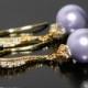 Lavender Pearl Gold Earrings, Swarovski 8mm Pearl Dangle Earrings, Lilac Pearl Bridal Earrings, Lavender Pearl Wedding Bridesmaid Jewelry - $24.90 USD