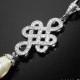 Ivory Pearl Bridal Necklace, Victorian Pearl Necklace, Swarovski Teardrop Pearl Silver CZ Necklace, Wedding Pearl Jewelry Pearl CZ Pendant - $33.00 USD