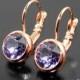 Tanzanite Rose Gold Earrings Swarovski Tanzanite Rhinestone Leverback Earrings Purple Crystal Earrings Bridal Jewelry Bridesmaids Earrings - $22.00 USD