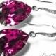 Fuschia Crystal Earrings, Swarovski Fuschia Silver Teardrop Earrings, Mother of The Bride Pink Earrings, Hot Pink Earrings FREE US Shipping - $29.50 USD