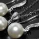 Bridal White Pearl Earrings&Necklace Set Swarovski 10mm Pearl Jewelry Set Pearl Drop Pearl Set Wedding Pearl Set Bridesmaids Jewelry Set - $39.90 USD
