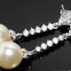Pearl Bridal Earrings Swarovski Ivory Pearl Silver Earrings Wedding Pearl Earrings Bridesmaid Earrings Pearl Drop CZ Earrings Prom Jewelry - $32.90 USD