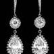 Cubic Zirconia Bridal Earrings Crystal Chandelier Wedding Earrings CZ Dangle Earrings Bridal Jewelry Vintage Style Earrings Prom CZ Earrings - $42.50 USD