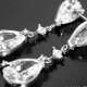 Crystal Teardrop Bridal Earrings Clear CZ Chandelier Wedding Earrings Cubic Zirconia Silver Earrings Crystal Dangle Earrings Prom Jewelry - $36.50 USD