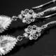 Cubic Zirconia Chandelier Earrings Crystal Bridal Earrings CZ Teardrop Dangle Earrings CZ Bridal Jewelry Bridesmaids Earrings Prom Earring - $31.00 USD