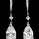 Cubic Zirconia Chandelier Earrings Crystal Bridal Earrings CZ Teardrop Dangle Earrings CZ Bridal Jewelry Vintage Style Earrings Prom Earring - $34.50 USD