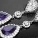 Amethyst Crystal Earrings Bridal Purple Chandelier Earrings Amethyst Teardrop Earrings Purple Halo Wedding Earrings Purple Crystal Earrings - $37.50 USD