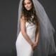 Waltz Wedding Veil, Bridal Veil with Soft Plain Simple Raw Cut Edge 2T, 2 Layer  - Bright White, White, Ivory and Light Ivory