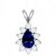 Raven Fine Jewelers, 7x5mm Pear Blue Sapphire & Diamond Halo Pendant Necklace, Anniversary Gifts for Women, Fine Jewelry Gifts, Custom Jewelers, Christmas - $2575.00 USD