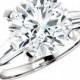 4 Carat Round Cut Harro Gem Moissanite & Tapered Baguette Diamond Engagement Ring, Moissanite Rings, Custom Jewelry, Handmade Rings - $4450.00 USD