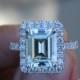 3.50 carat Forever One Moissanite Engagement Ring 14k White Gold - Emerald Cut - Diamond Halo Engagement Wedding Rings for Women - $3245.00 USD