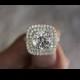 Raven Fine Jewelers, 2.50 Carat (8.5mm) Forever ONE Moissanite Engagement Split Ring 14k White Gold Diamond Engagement Ring, Diamond Halo, Forever ONE Moissanite - $3920.00 USD
