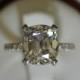Raven Fine Jewelers, 4.20 Carat Antique Cushion Moissanite & Diamond Engagement Ring 14k Two Tone, Yellow and White Gold, Anniversary Rings, Old Mine Cushion - $3575.00 USD