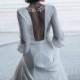 Ivory Crepe Open Back Wedding Dress and Handmade Embellishments, Long Sleeve Wedding Dress with Train L18, Beach Wedding Dress, Bridal
