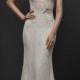 Lazaro Embroidered Lace Cap Sleeve Gown 
