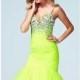 Neon Lime Sequined Mermaid Gown by Cassandra Stone - Color Your Classy Wardrobe