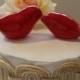 Bird Wedding Cake Topper Red Love Birds Original Design Ceramic Home Decor Wedding Keepsake, Wedding Favor