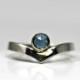 Clothing Gift. London Blue Topaz V Ring 0.10 ct Diamond Heart Shaped Ring Chevron Ring Alternative Engagement Ring Modern Ring