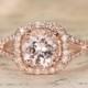 Limited Time Sale 1.25 carat Morganite and Diamond Halo Engagement Ring in 10k Rose Gold for Women