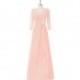 Coral Azazie Jaycee MBD - Floor Length Chiffon And Lace Back Zip Off The Shoulder Dress - Charming Bridesmaids Store