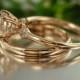 Unity-VS Diamond 7mm Round Morganite Set in 14k Rose Gold Engagement Ring and Wedding Band Ring Handmade Bridal Set