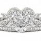 Love Blossom Heart Shaped Diamond Ring with Matching 2mm Eternity Diamond Band , Bridal Engagement Diamond Wedding Ring set - 1.5 carat - $3490.00 USD