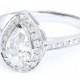 Natural Pear Cut Diamond Engagement Ring, Pear Diamond Halo Ring, Diamond Pave Band Pear Halo Ring, 3/4 Carat Diamond Ring, Solid Gold 14K - $2980.00 USD