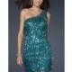 La Femme Dangling Sequin One Shoulder Short Prom Dress 17093 - Brand Prom Dresses